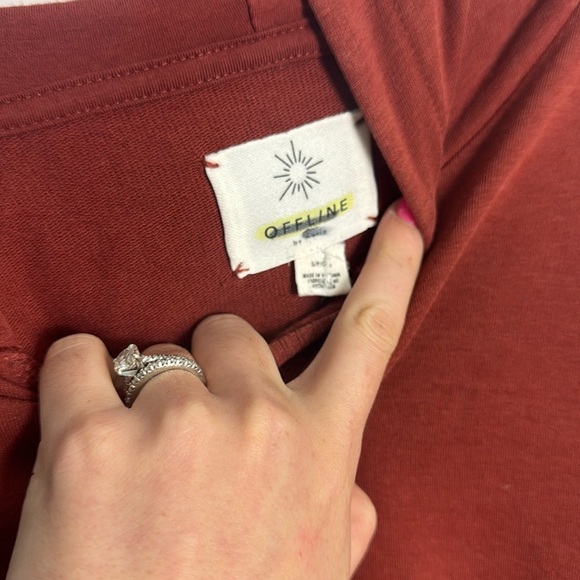 Offline by Aerie Women's Cropped Hoodie Sweatshirt Terracotta Brown Size Small - Picture 6 of 9